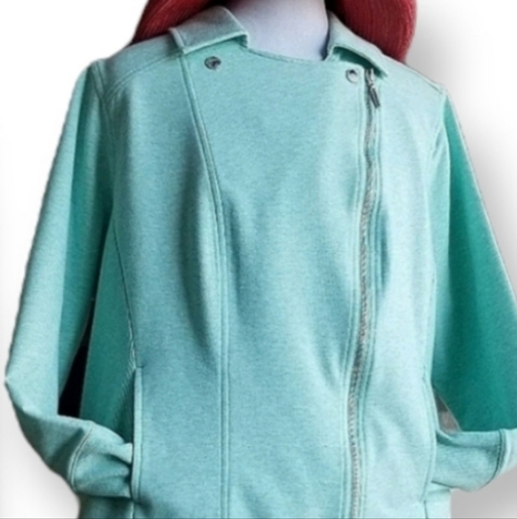 H by HALSEN A-symmetrical zipper JACKET sz 22W, blue - Picture 10 of 11